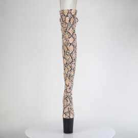 Pleaser FLAMINGO-3008SP-BT Platform Overknee Boots Snake Print Brown EU-35 / US-5
