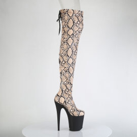 Pleaser FLAMINGO-3008SP-BT Platform Overknee Boots Snake Print Brown EU-35 / US-5