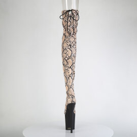 Pleaser FLAMINGO-3008SP-BT Platform Overknee Boots Snake Print Brown EU-38 / US-8