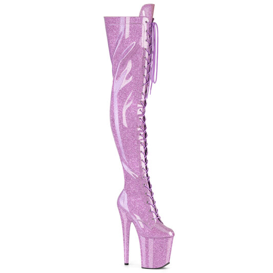 Pleaser FLAMINGO-3020GP Platform Overknee Boots Patent Glitter Purple EU-36 / US-6