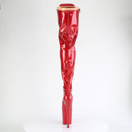 Pleaser FLAMINGO-3020GP Platform Overknee Boots Patent Glitter Red EU-35 / US-5
