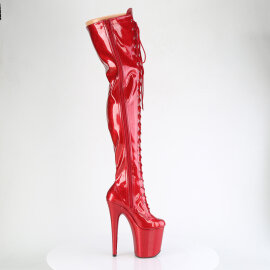 Pleaser FLAMINGO-3020GP Platform Overknee Boots Patent Glitter Red EU-35 / US-5