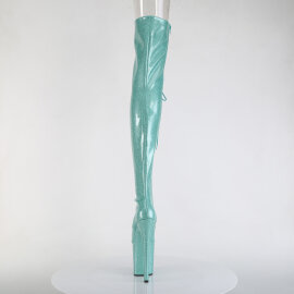 Pleaser FLAMINGO-3021GP Platform Overknee Boots Patent Glitter Turquoise EU-35 / US-5