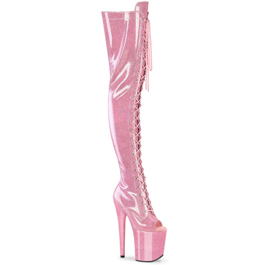 Pleaser FLAMINGO-3021GP Platform Overknee Boots Patent Pink EU-35 / US-5