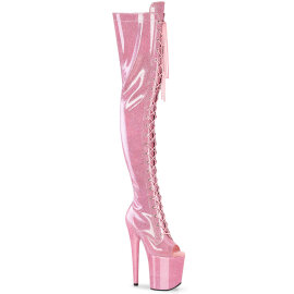Pleaser FLAMINGO-3021GP Platform Overknee Boots Patent Pink EU-35 / US-5