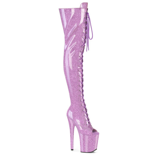 Pleaser FLAMINGO-3021GP Platform Overknee Boots Patent Glitter Purple EU-37 / US-7