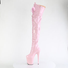 Pleaser FLAMINGO-3028 Platform Overknee Boots Patent Pink EU-38 / US-8