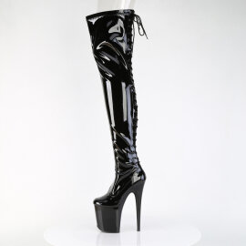 Pleaser FLAMINGO-3850 Platform Overknee Boots Patent Black EU-35 / US-5