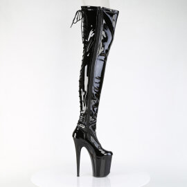 Pleaser FLAMINGO-3850 Platform Overknee Boots Patent Black EU-38 / US-8