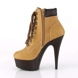 Pleaser DELIGHT-600TL-02 Tan Nubuck Faux Leather/Dark Brown Matte EU-35 / US-5