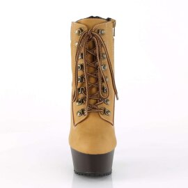 Pleaser DELIGHT-600TL-02 Tan Nubuck Faux Leather/Dark...
