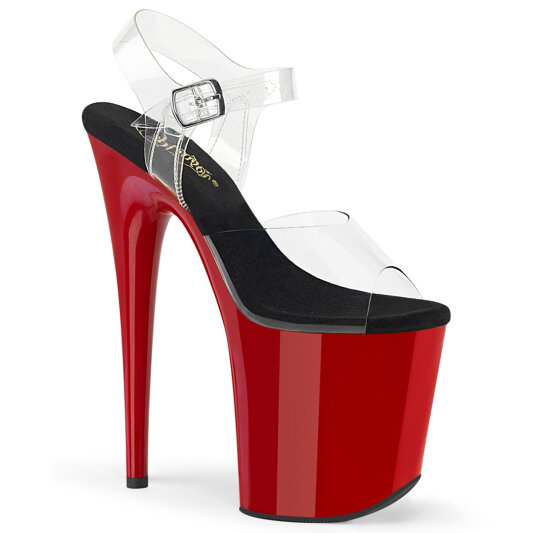 Pleaser FLAMINGO-808 Platform Sandalettes Clear Red EU-37 / US-7
