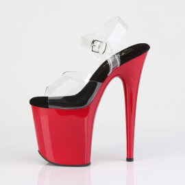 Pleaser FLAMINGO-808 Platform Sandalettes Clear Red EU-37 / US-7
