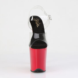 Pleaser FLAMINGO-808 Platform Sandalettes Clear Red EU-38...