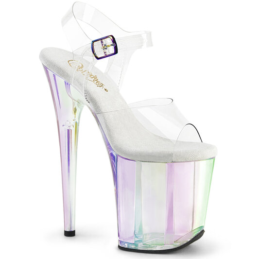 Pleaser FLAMINGO-808HT Platform Sandalettes Clear Hologram Smoke Multicolored EU-38 / US-8