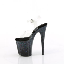 Pleaser FLAMINGO-808SS Platform Sandalettes Clear Glitter Black EU-39 / US-9