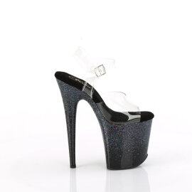 Pleaser FLAMINGO-808SS Platform Sandalettes Clear Glitter Black EU-40 / US-10