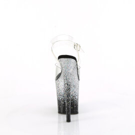 Pleaser FLAMINGO-808SS Platform Sandalettes Clear Glitter Silver EU-38 / US-8