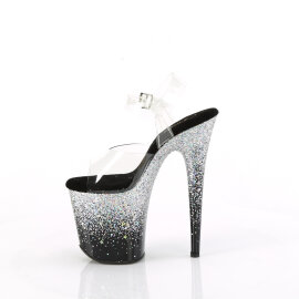 Pleaser FLAMINGO-808SS Platform Sandalettes Clear Glitter Silver EU-37 / US-7