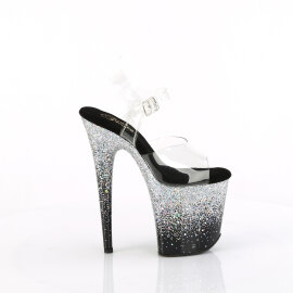 Pleaser FLAMINGO-808SS Platform Sandalettes Clear Glitter Silver EU-37 / US-7