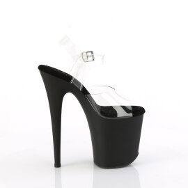Pleaser FLAMINGO-808TGRS Platform Sandalettes Clear Rhinestones Black Silver EU-35 / US-5