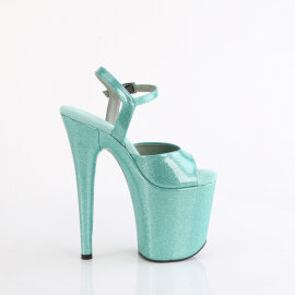 Pleaser FLAMINGO-809GP Platform Sandalettes Patent Glitter Turquoise EU-35 / US-5