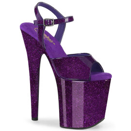 Pleaser FLAMINGO-809GP Platform Sandalettes Patent Glitter Dark Purple EU-35 / US-5
