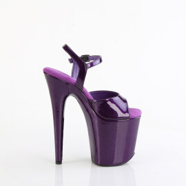 Pleaser FLAMINGO-809GP Platform Sandalettes Patent Glitter Dark Purple EU-35 / US-5