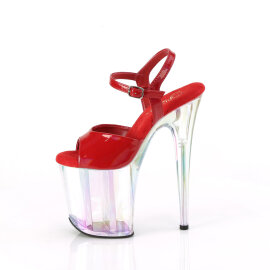 Pleaser FLAMINGO-809HT Platform Sandalettes Patent Hologram Smoke Red EU-35 / US-5