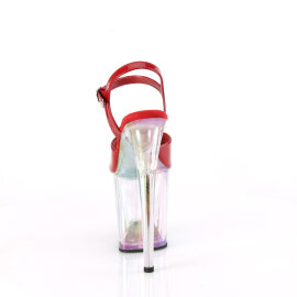 Pleaser FLAMINGO-809HT Platform Sandalettes Patent Hologram Smoke Red EU-35 / US-5