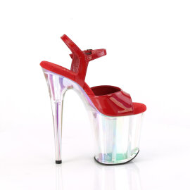 Pleaser FLAMINGO-809HT Platform Sandalettes Patent Hologram Smoke Red EU-35 / US-5
