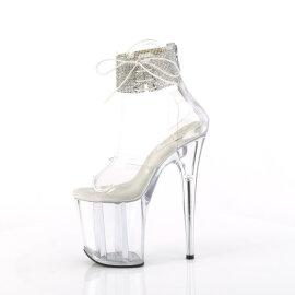 Pleaser FLAMINGO-824RS Platform Sandalettes Clear Rhinestones Transparent EU-41 / US-11
