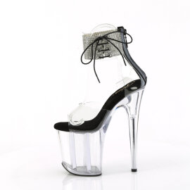 Pleaser FLAMINGO-824RS Platform Sandalettes Clear Rhinestones Transparent Black EU-35 / US-5