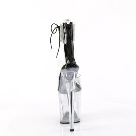 Pleaser FLAMINGO-824RS Platform Sandalettes Clear Rhinestones Transparent Black EU-35 / US-5