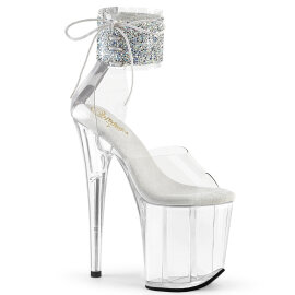 Pleaser FLAMINGO-824RS-02 Platform Sandalettes Clear Rhinestones Transparent EU-40 / US-10