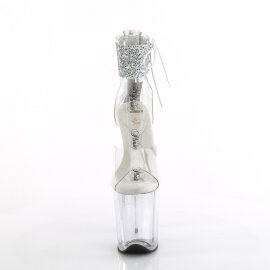 Pleaser FLAMINGO-824RS-02 Platform Sandalettes Clear Rhinestones Transparent EU-40 / US-10