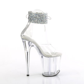 Pleaser FLAMINGO-824RS-02 Platform Sandalettes Clear Rhinestones Transparent EU-40 / US-10
