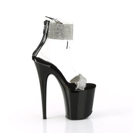 Pleaser FLAMINGO-827RS Platform Sandalettes Clear Rhinestones Black EU-41 / US-11