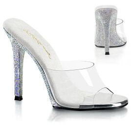 Fabulicious GALA-01DM Mules Clear Rhinestones Silver...