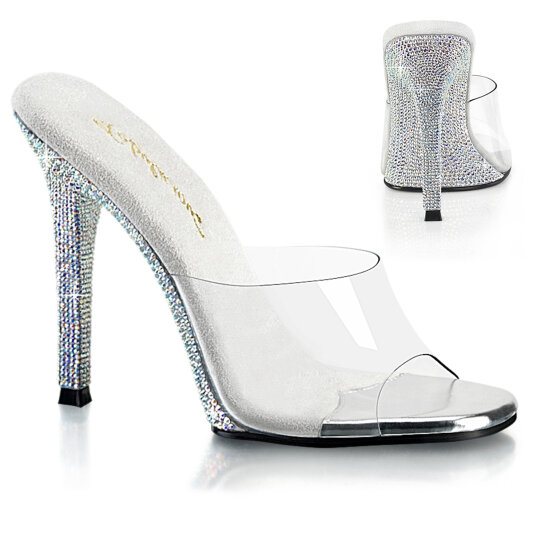 Fabulicious GALA-01DM Mules Clear Rhinestones Silver EU-41 / US-11