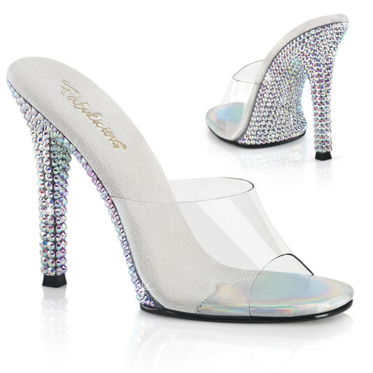 Fabulicious GALA-01DML Mules Clear Rhinestones Silver EU-40 / US-10