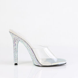 Fabulicious GALA-01DML Mules Clear Rhinestones Silver EU-40 / US-10