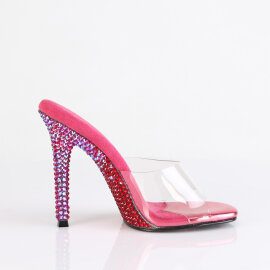 Fabulicious GALA-01DMM Mules Clear Rhinestones Pink EU-35 / US-5