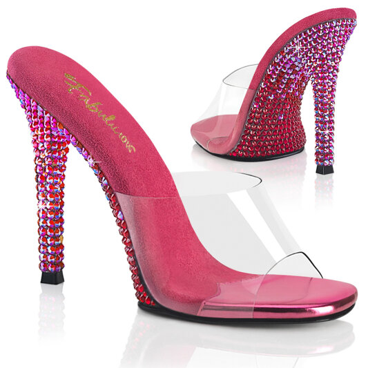 Fabulicious GALA-01DMM Mules Clear Rhinestones Pink EU-39 / US-9