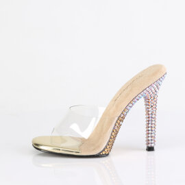 Fabulicious GALA-01DMM Mules Clear Rhinestones Gold EU-37 / US-7
