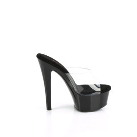 Pleaser GLEAM-601 Platform Mules Clear Black Transparent EU-37 / US-7
