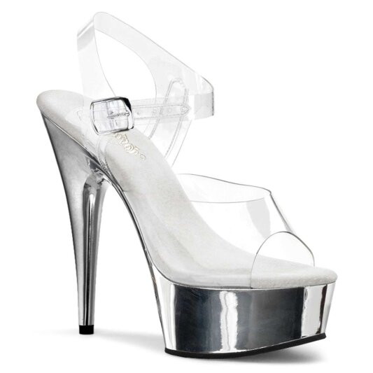 Pleaser DELIGHT-608 Clear/Silver Chrome EU-35 / US-5