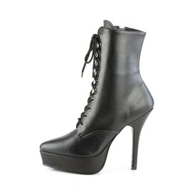 Devious INDULGE-1020 Platform Ankle Boots Faux Leather Black EU-41 / US-11