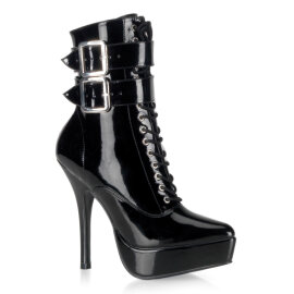 Devious INDULGE-1026 Platform Ankle Boots Patent Black EU-43 / US-13