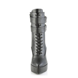 Devious INDULGE-1026 Platform Ankle Boots Faux Leather Black EU-44 / US-14
